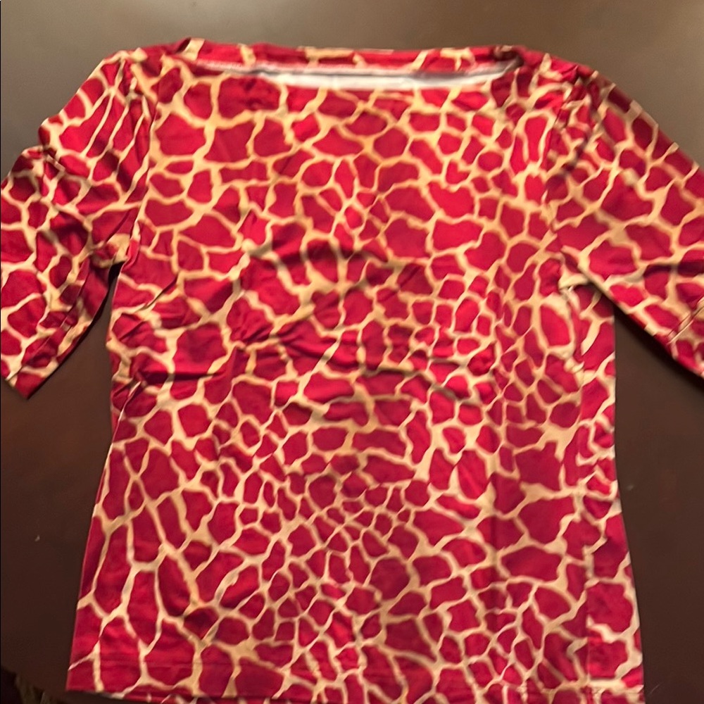 Giraffe Print Red Women's Top